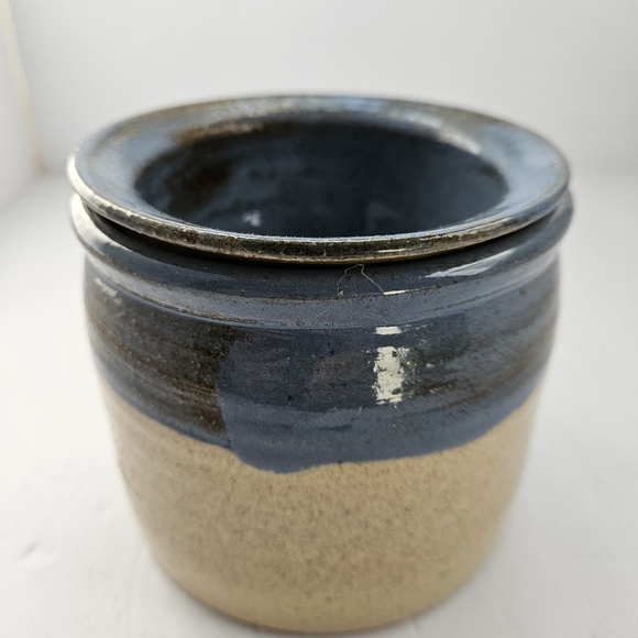 Studio Pottery Dip Chiller/Warmer Blue Beige Signed 2009 Great Condition - Picture 5 of 10